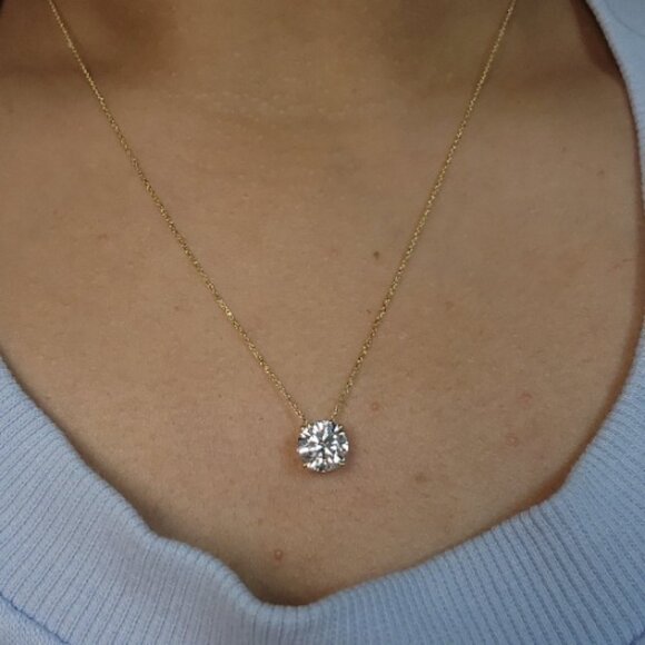 14Kt Gold 1.50 Ct Lab Grown Diamond Pendant Necklace - Picture 5 of 6